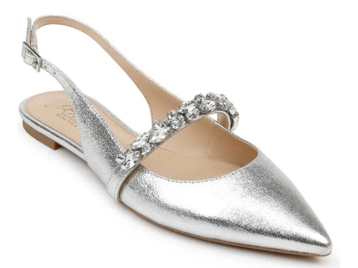 Silver flat dress shoes for wedding