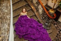 Royal purple and gold wedding dresses