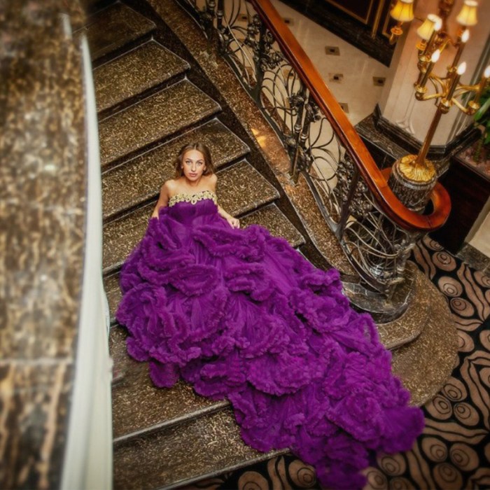 Royal purple and gold wedding dresses