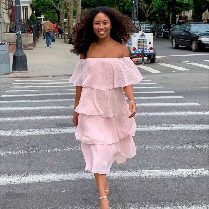 Ruffle midi dress wedding guest