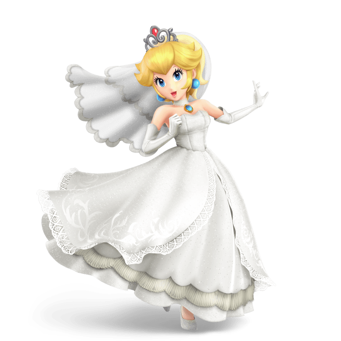 Princess peach in her wedding dress