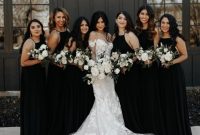 Satin black wedding dress