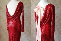 Red sequin wedding dress