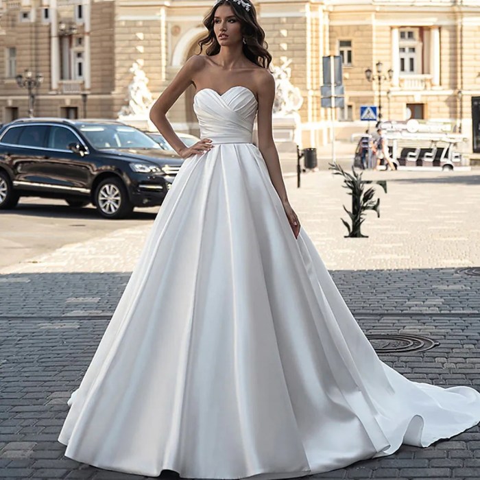 Satin long sleeve off the shoulder wedding dress