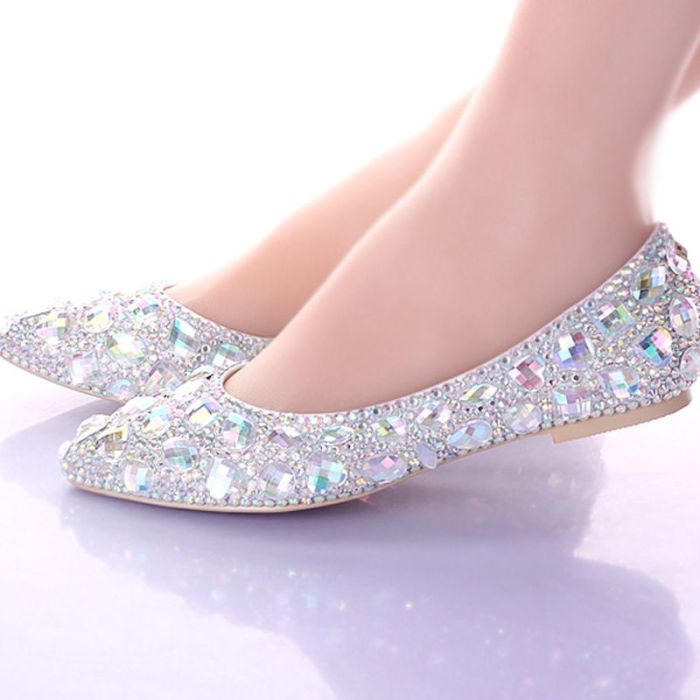 Silver flat dress shoes for wedding