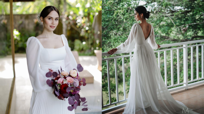 Simple wedding dress with buttons down the back