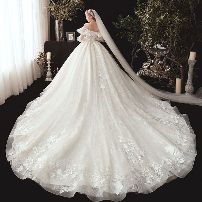 Puffy diamond wedding dresses